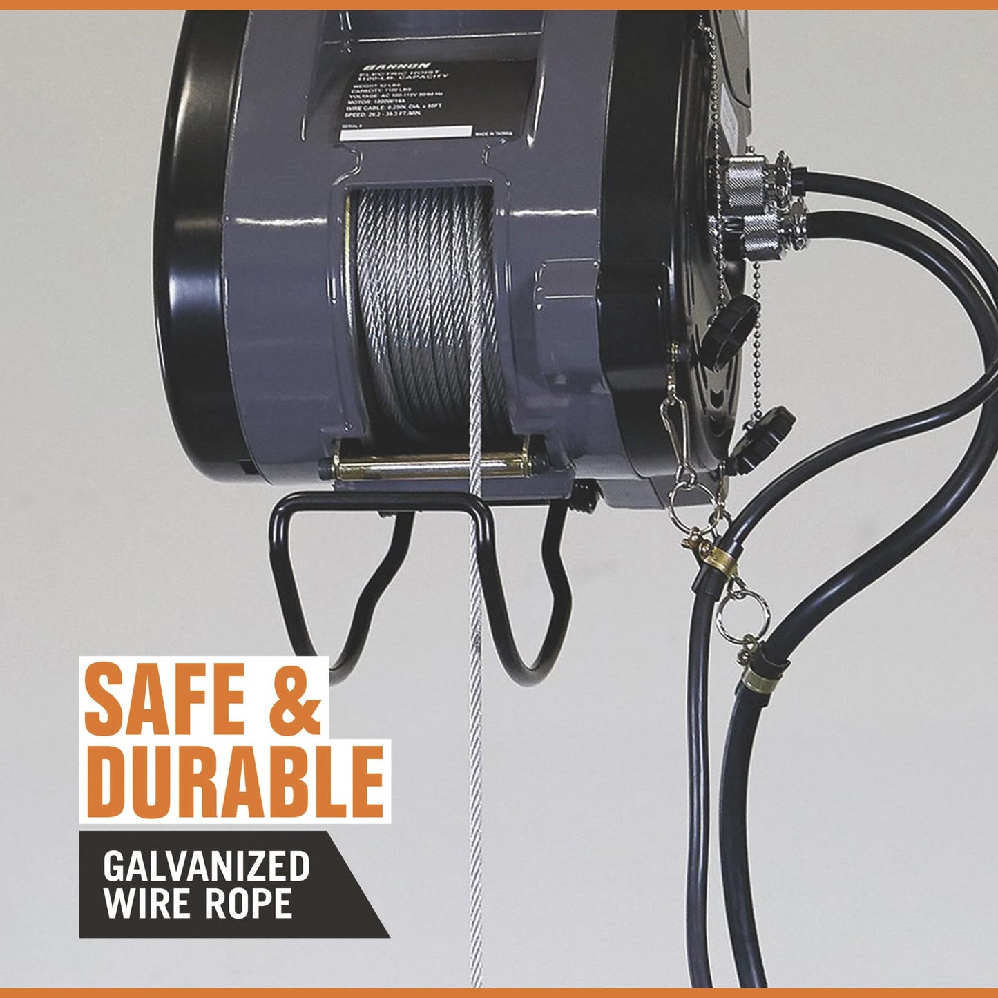 Bannon Compact Electric Cable Hoist - 1100-Lb. Capacity, 95ft. Lift, 110 Volts, 1 Phase