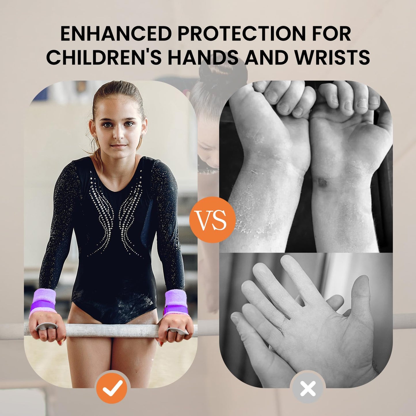 BRAMASOLE Gymnastics Hand Grips Wristbands Sets 1 Pair for Girls Youth Kids, Gymnastic Bar Palm Protection & Wrist Support, Premium Accessory for Workout Exercise Sports (Pony, Medium)