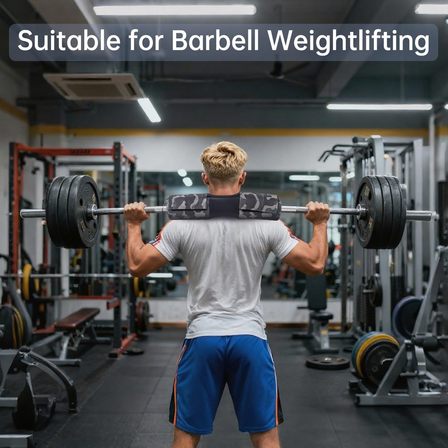 Tobefore Barbell Pad for Hip Thrusts & Squats - Extra Thick Non-Slip Cushion with Adjustable Strap, Fits Olympic/Standard Bars & Smith Machine