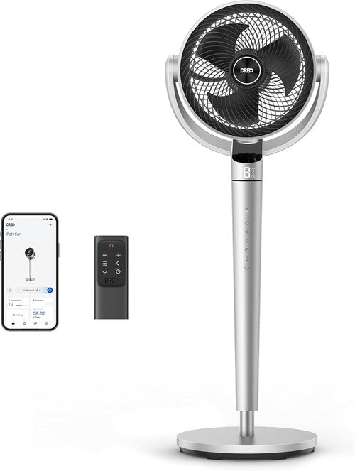 Dreo Smart Fan - 110ft Pedestal Fan with Quiet DC Motor, 150Â° Oscillation, 9 Speeds, 43" Height