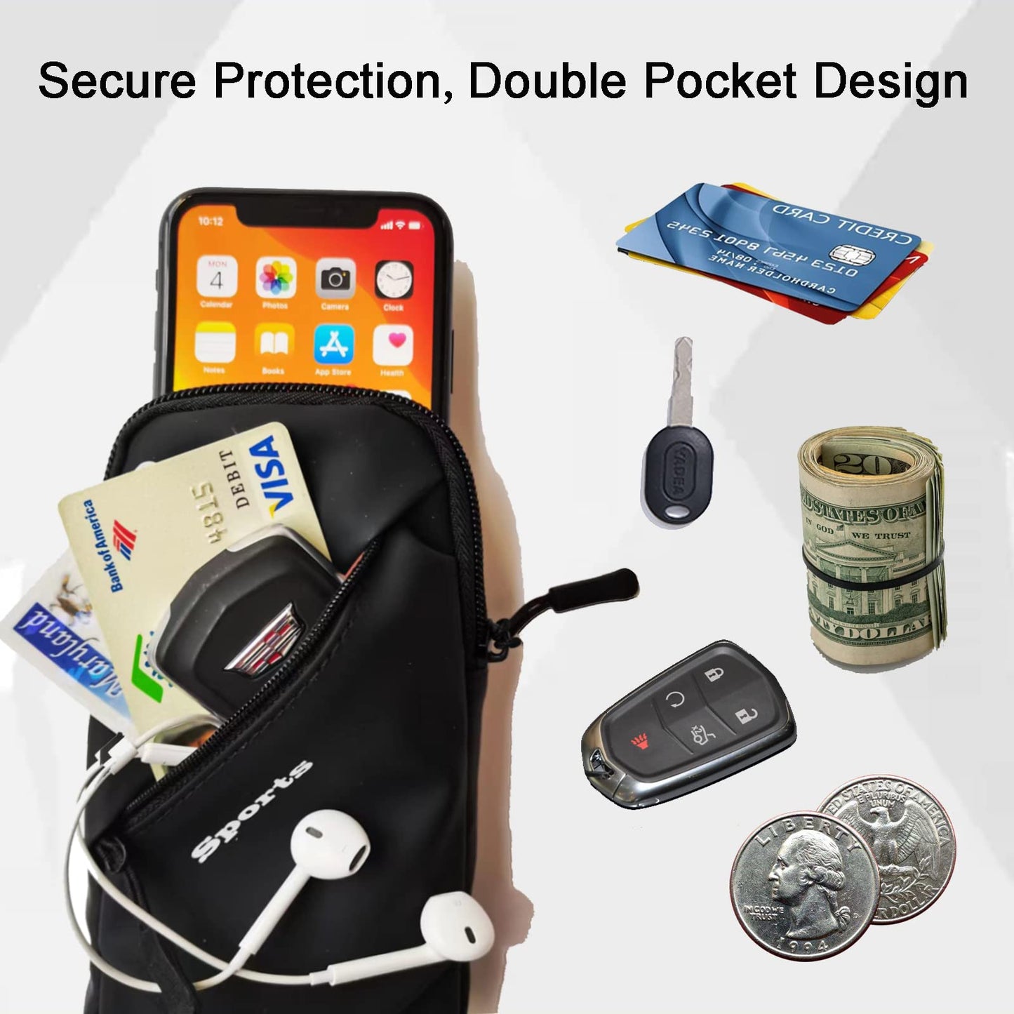 Prime Comfort Cell Phone Holder, Small Crossbody Shoulder Holsters Bag with Arm Band, Fits iPhone and Android, Use for Running, Walking, Hiking & Biking (6.7 Inches, Red)