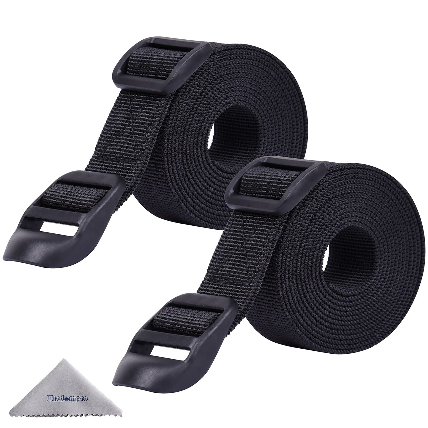 Wisdompro Sleeping Bag Strap, 2 Pack of Heavy Duty Utility Straps for Backpacking, Sleeping Bag Compression, Luggage, Camping, Hiking with Plastic Buckle - 48 inch, Black