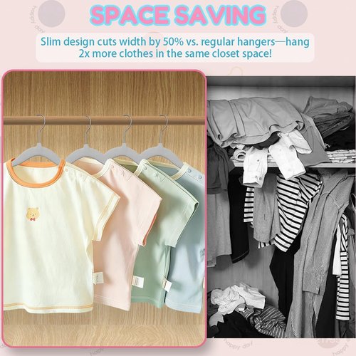 DwellWell Goods Baby Velvet Hangers - 30 Pack Non-Slip Closet Organizers with 360° Swivel Hook for Toddler Clothing