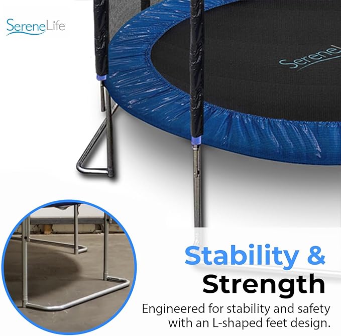 Serenelife 12FT 10FT 8FT Recreational Trampolines with Enclosure Net and Ladder and Anti-Rust Coating, ASTM Approved Trampoline Outdoor for Kids and Adults Outdoor Yard Trampolines