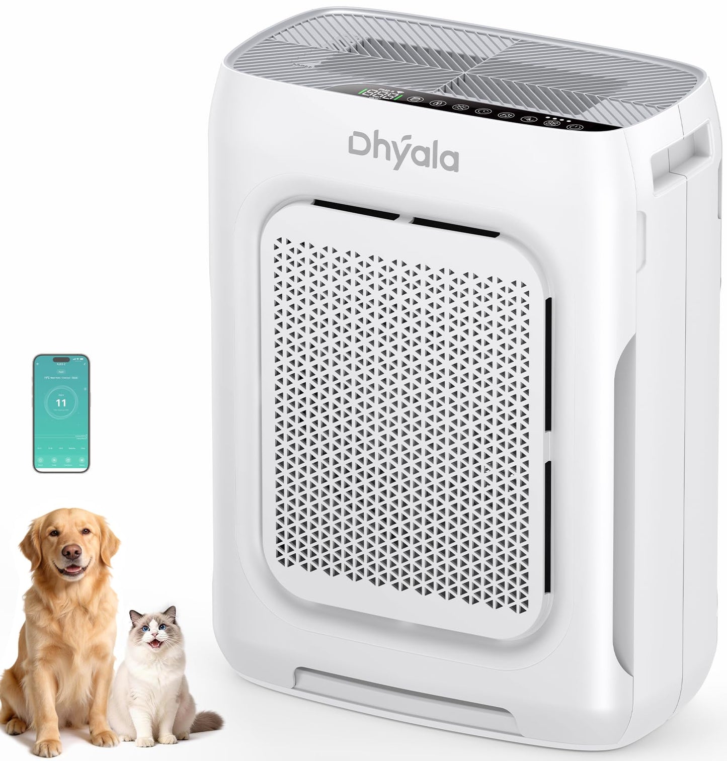 Air Purifier for Home Large Room up to 3000Ft², HEPA Air Purifier with Washable Double-Sided Filters, Smart WiFi, AQI Display, Air Cleaner for Pets, Allergies, Dust, Pollen, 15dB Sleep Mode, Fragrance