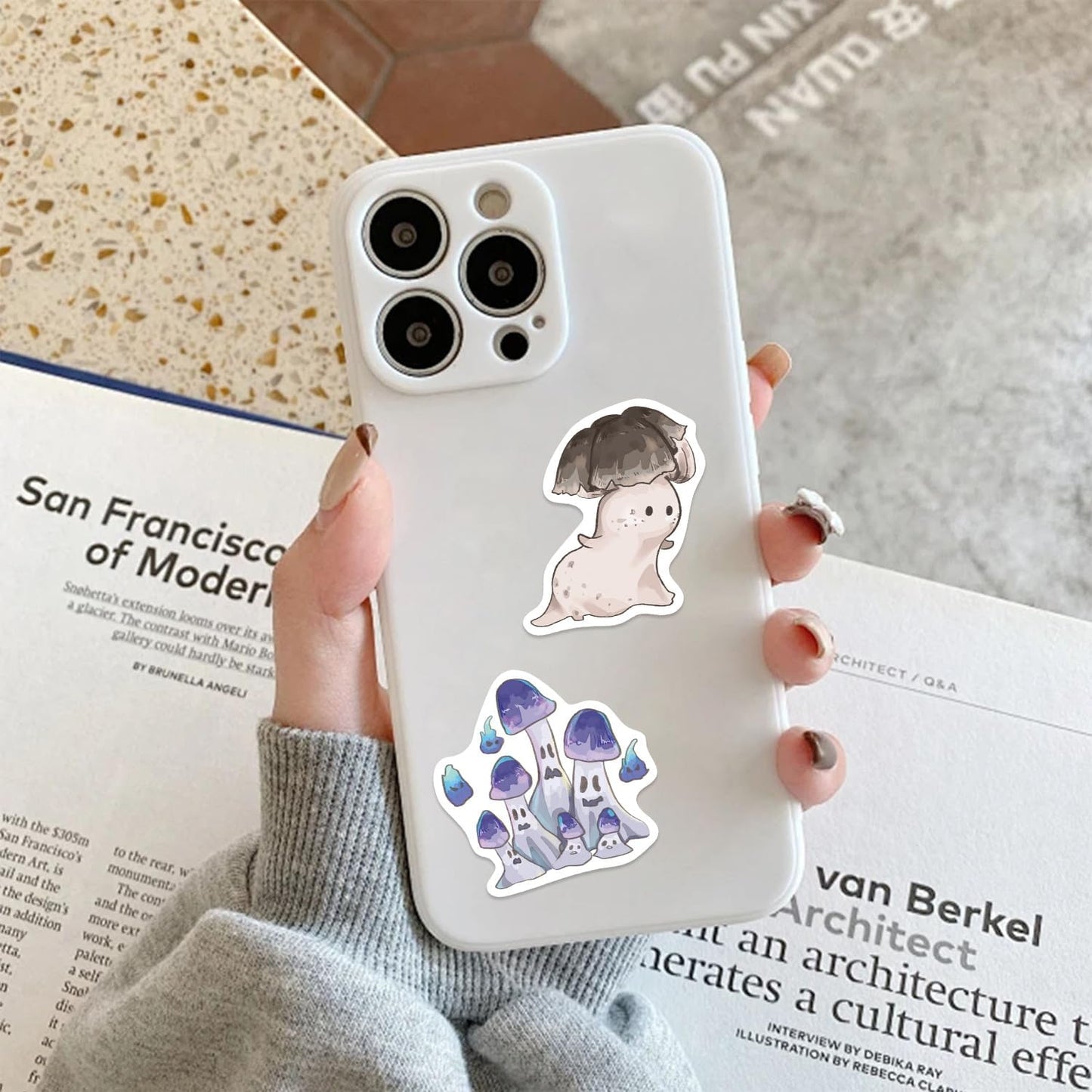 YOXYL 50pcs Cute Mushroom Stickers for Teen, Waterproof Vinyl Decal for Girl Kids Adult Student Water Bottle Laptop