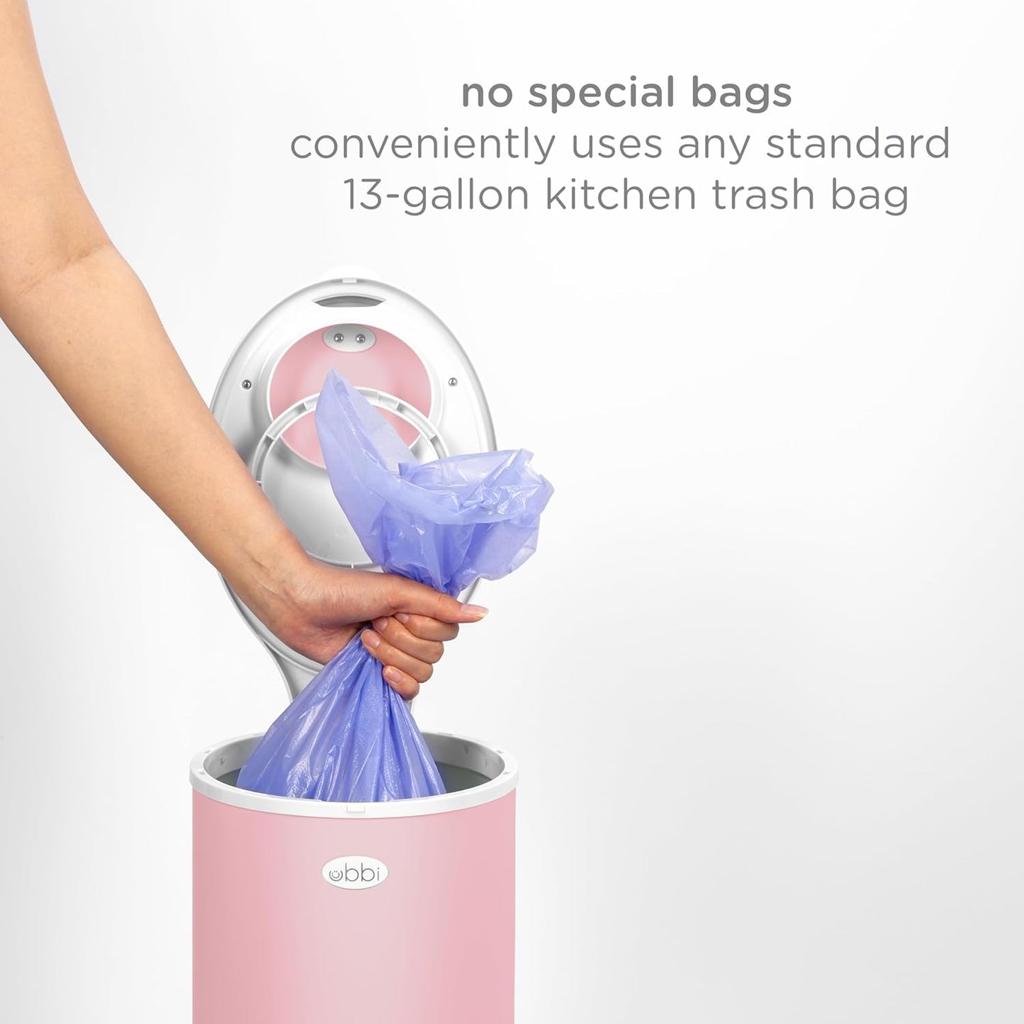 Ubbi Stainless Steel Diaper Pail - Odor Locking Design, No Special Bags Needed | Fig Blossom Color