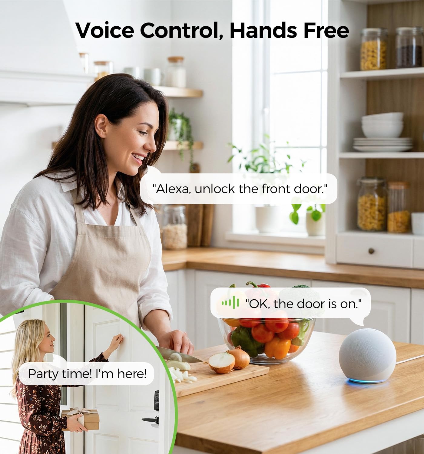 WiFi Smart Door Locks for Front Door Lock Set, Keyless Entry Door Lock Deadbolt with Handle Set, Smart Deadbolt Lock with Alexa & Google Assistant, APP Control, Voice& Fingerprint Unlock, Auto Locking