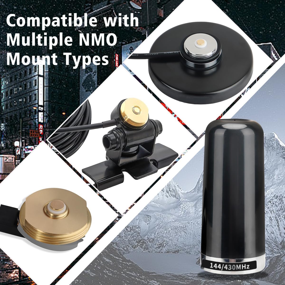 WaurpHud 136-174MHz 400-470MHz GMRS Antenna Mobile Ham Radio Antenna Dual Band VHF UHF NMO Connection for Car Truck