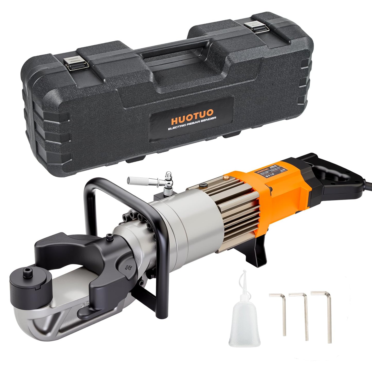 HUOTUO 1" Electric Hydraulic Rebar Bender [TÜV Rheinland North American Certificated] Portable Rebar Bender, Bend from 16-25mm Diameter Rebar Easily Bending Angle 180-60 Degrees for Construction HRB25