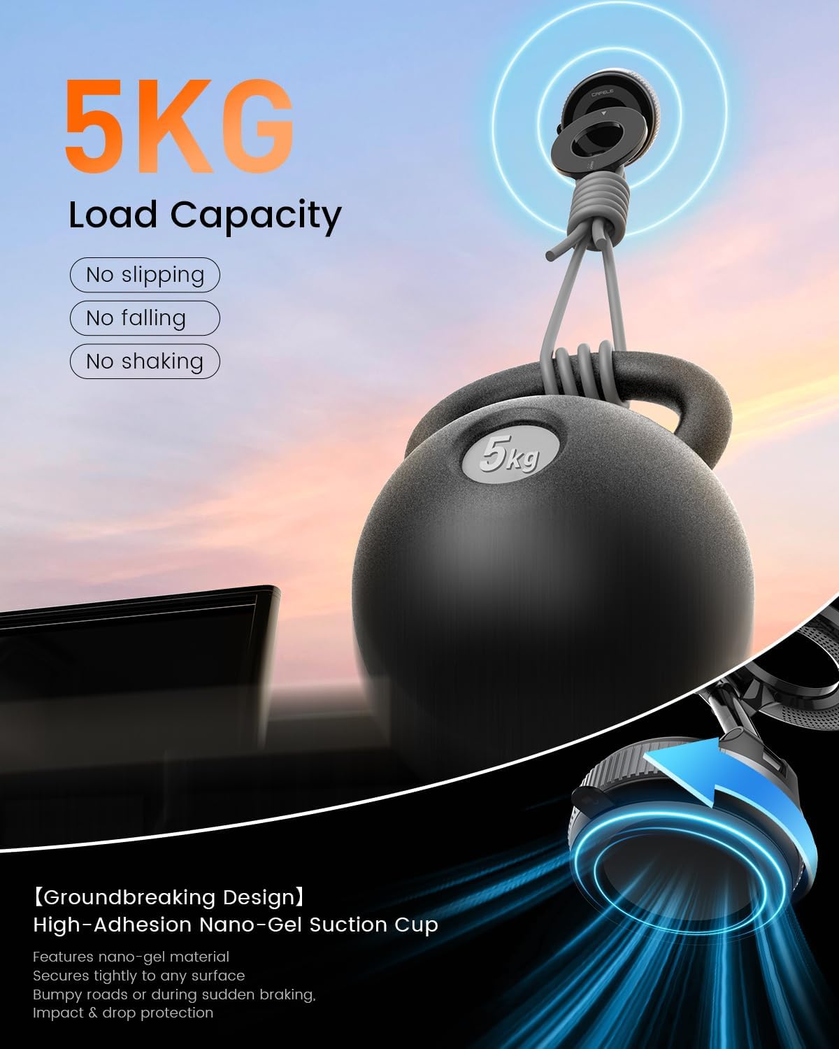 CAFELE [5KG 360 Phone Holders for Your Car Strongest Suction] Adjustable Car Phone Holder,Magnetic Phone Holder for Car