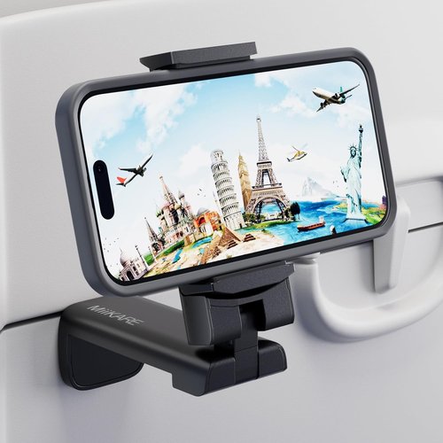 MiiKARE Universal Airplane Travel Phone Holder - 360° Rotation Hands-Free Mount for Easy Access