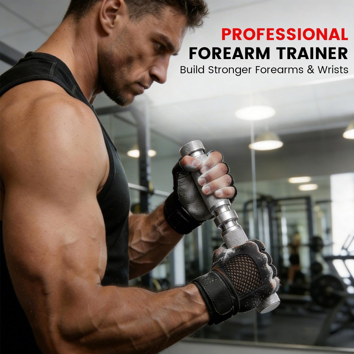 LIZAAL Forearm Strengthener, Adjustable All-Metal Grip Strength Trainer, Forearm Exerciser & Wrist Roller, Portable Forearm Strength Trainer for Hand, Wrist & Forearm Workout