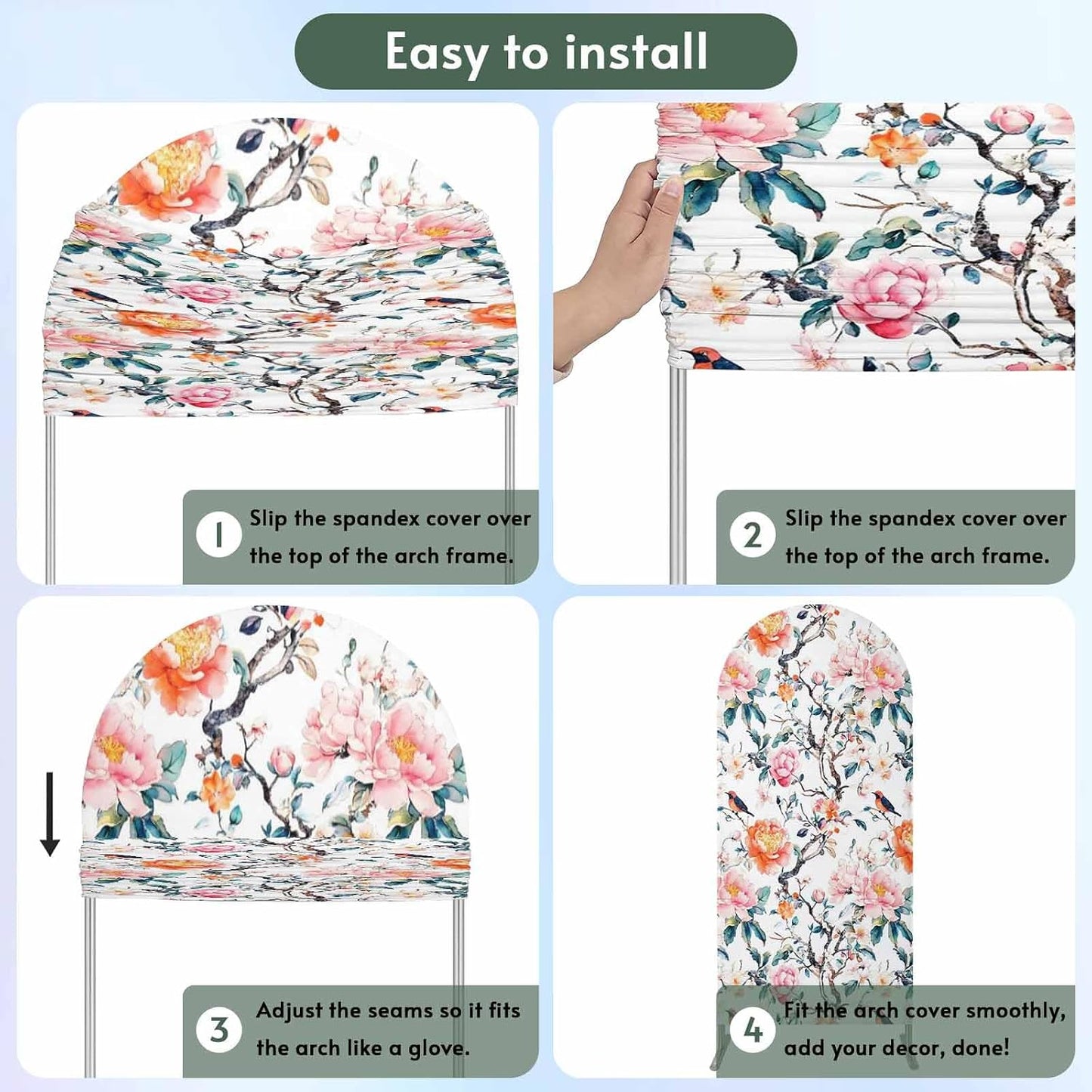 Jnbasdffb 6.6 Floral Blossom Wedding Arch Cover,Stretchy Spandex Arch Backdrop Stand Covers FT,Farmhouse Oil Painting