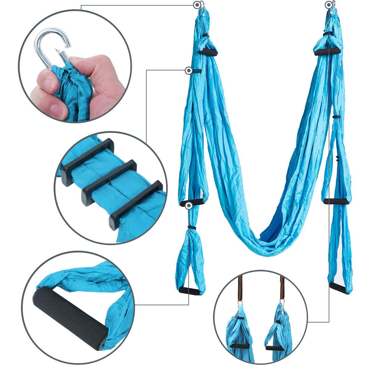 Ovyuzhen Aerial Yoga Hammock,Ultra Strong Yoga Swings Set Trapeze Extension,Antigravity Ceiling Hanging Sling Inversion Exercises