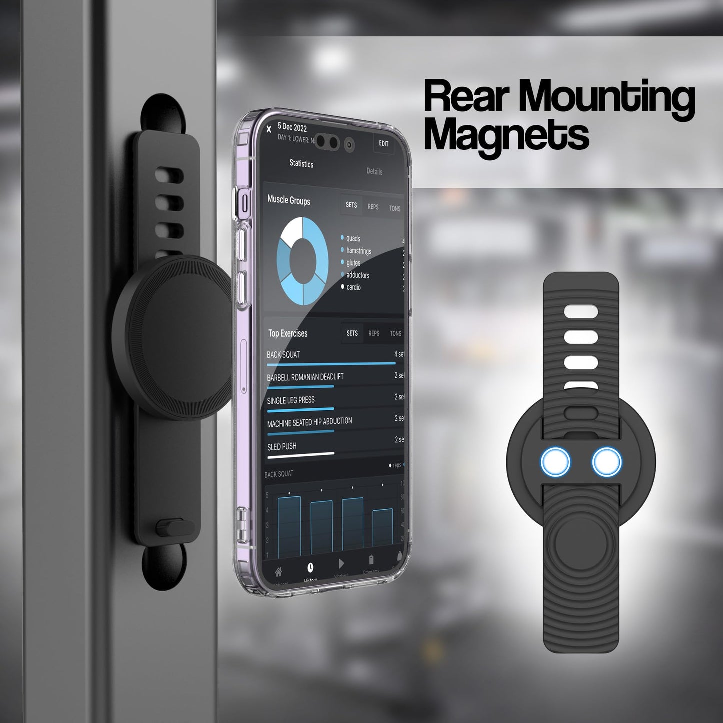 ENCASED Grip-X Magnetic Bar Mount, Compatible with MagSafe - Phone Holder for Gym, Home Fitness Bikes, Workout Equipment, Stroller and Cart Handlebars (iPhone 17, iPhone 16, 15, 14, 13 Series)