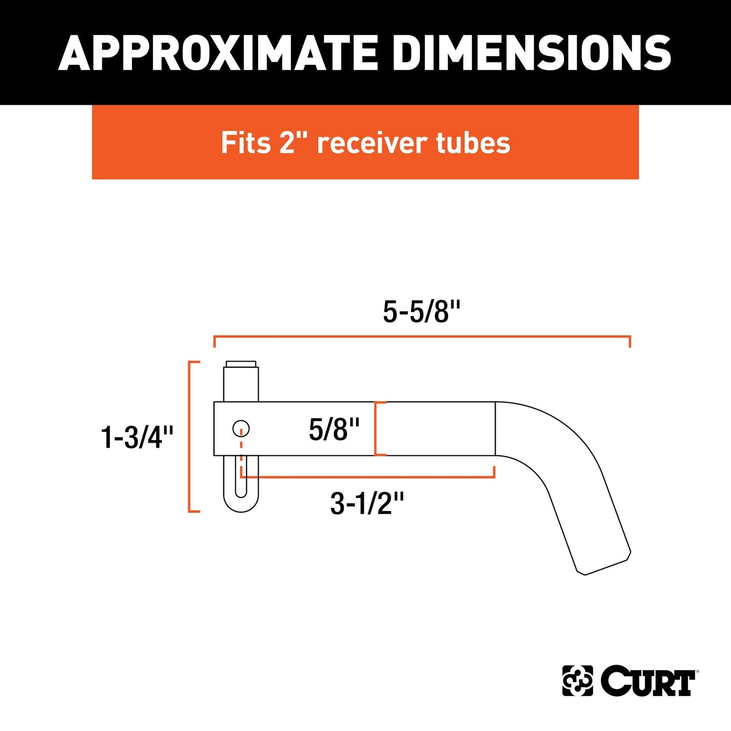 CURT 21551 Swivel Trailer Hitch Pin, 5/8-Inch Diameter, Fits 2-Inch Receiver,Chrome