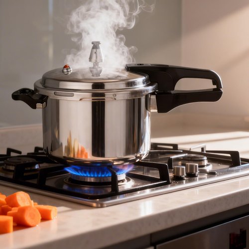 DOITOOL 4.2 Quart Aluminum Pressure Cooker Stovetop Fast Cooking Pot Pressure Canner Compatible for Induction Cookers and Gas Stoves, Silver (4L)