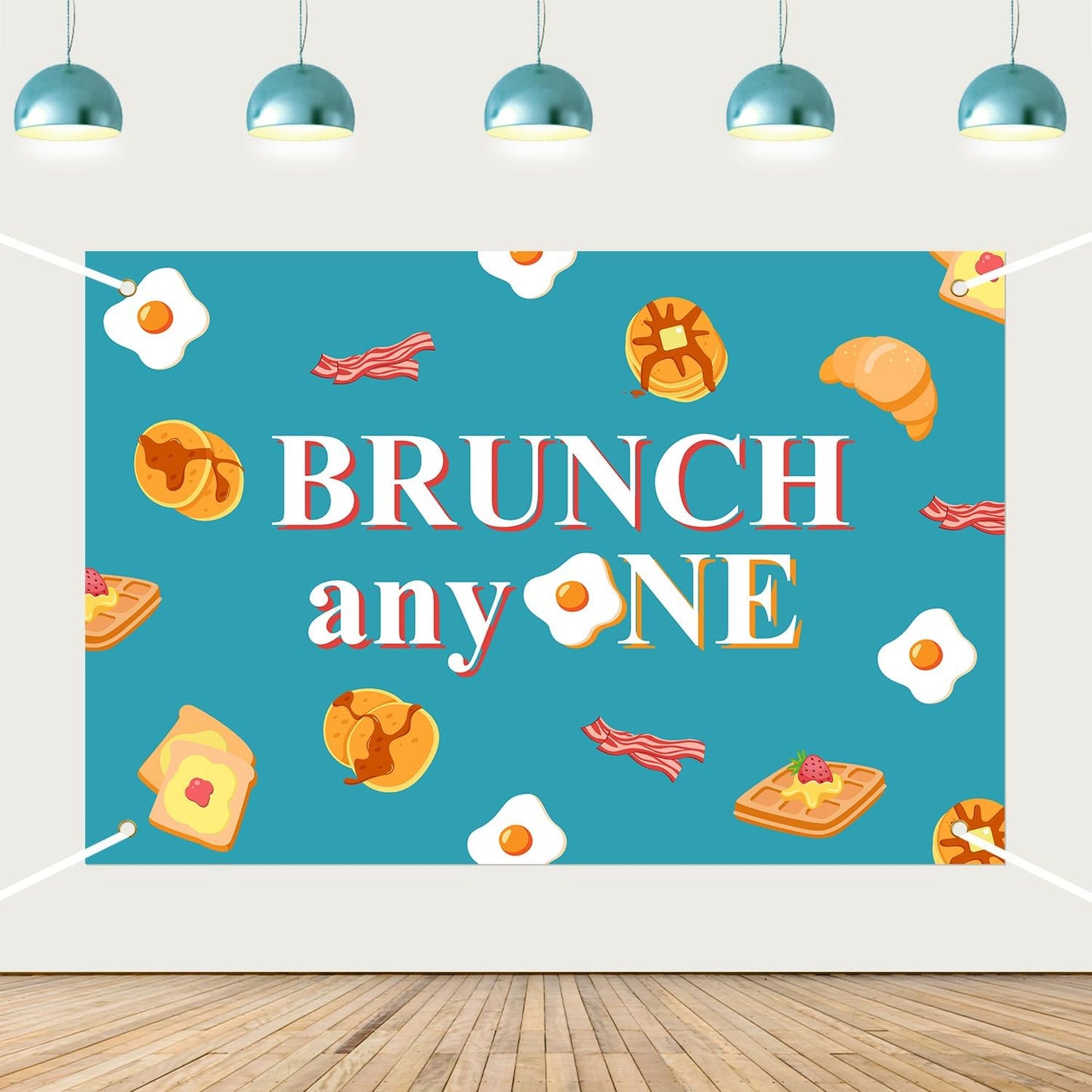 Festiblast 1st Brunch Themed Party Decorations, Brunch Anyone Backdrop Blue Breakfast Food Birthday Party Decor