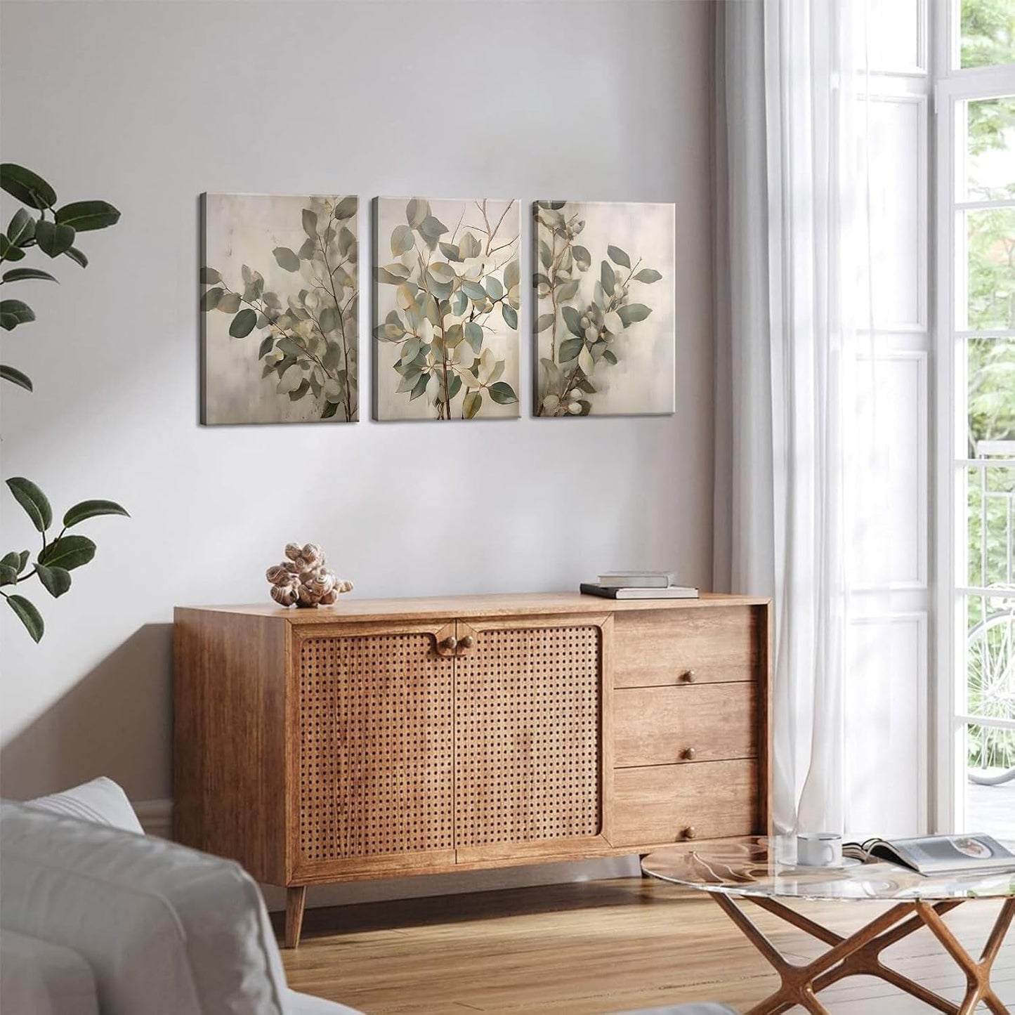 SUAXTCCR Eucalyptus Canvas Wall Art - Modern Botanical Prints for Bedroom & Living Room | 12x16 Inch