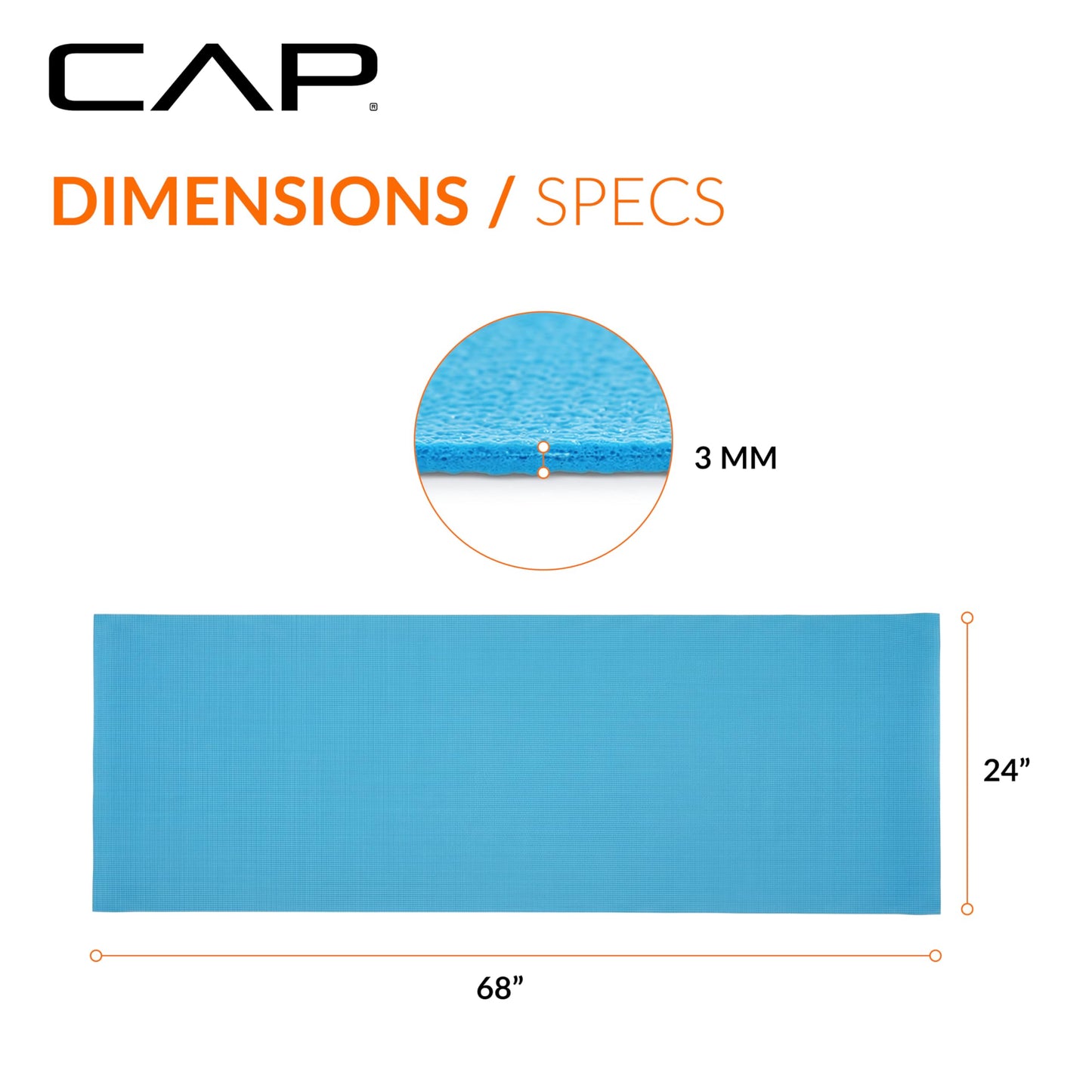 CAP Barbell HHY-CF004B Fitness Yoga Mat, Blue, Original version