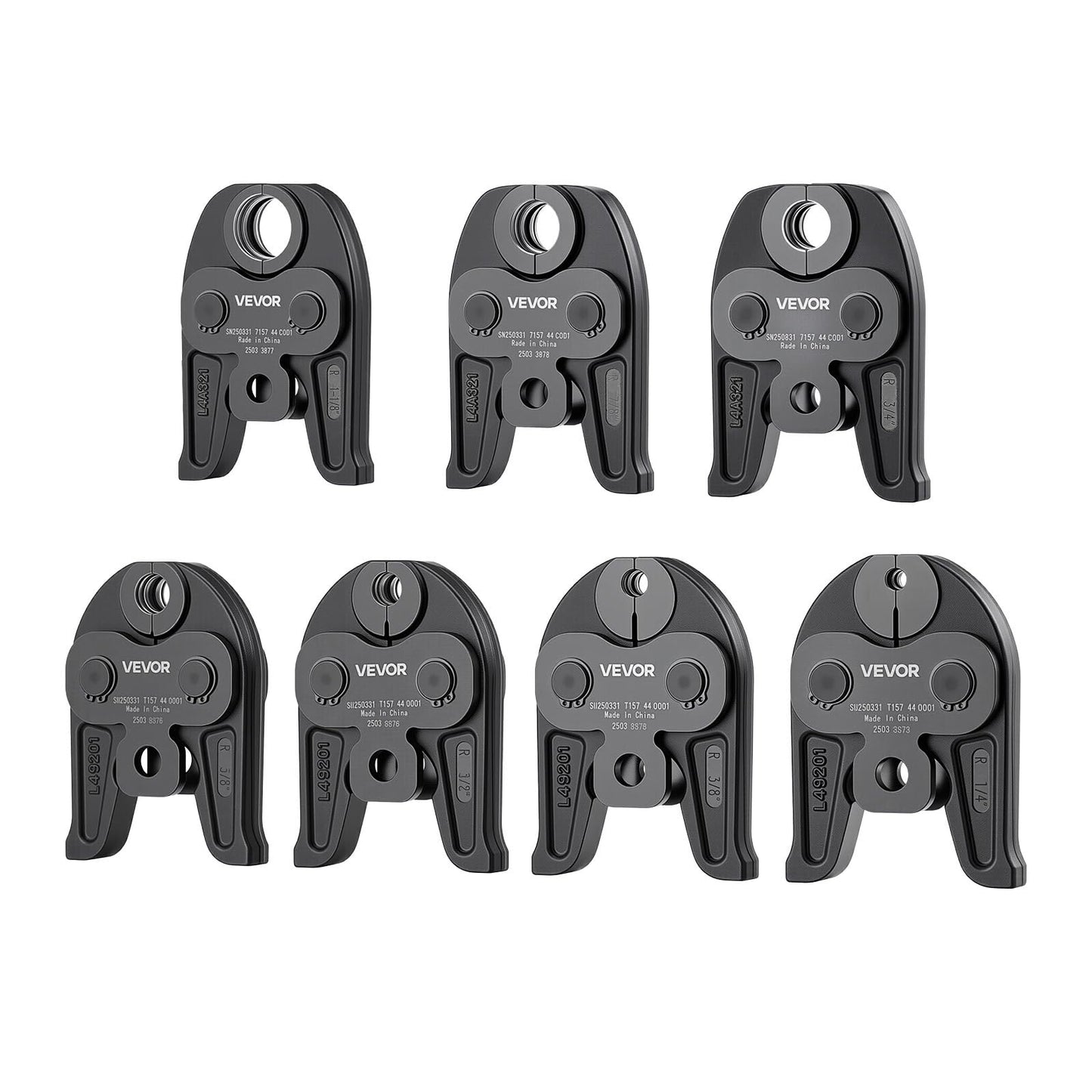 VEVOR 7PCS Pressing Jaws 1/4" to 1-1/8" - Compatible with RLS Copper Pipes, Work with 32KN Standard Press Tools for High Pressure HVAC/R Applications - with Case