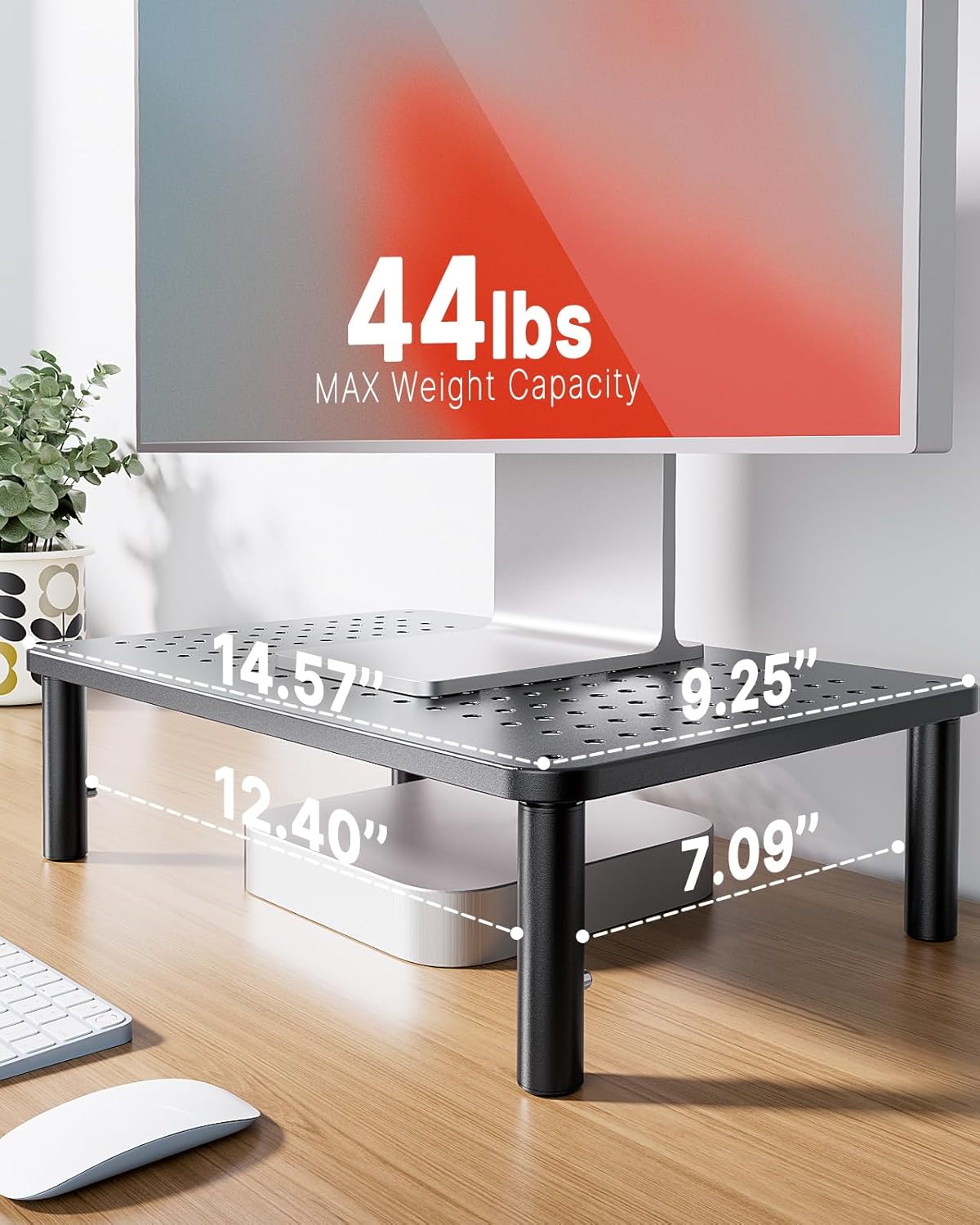 3 15.6" HUANUO Monitor Stand, Monitor Stand Riser Height Adjustable, Monitor Riser with Airflow Vents, Laptop Stand