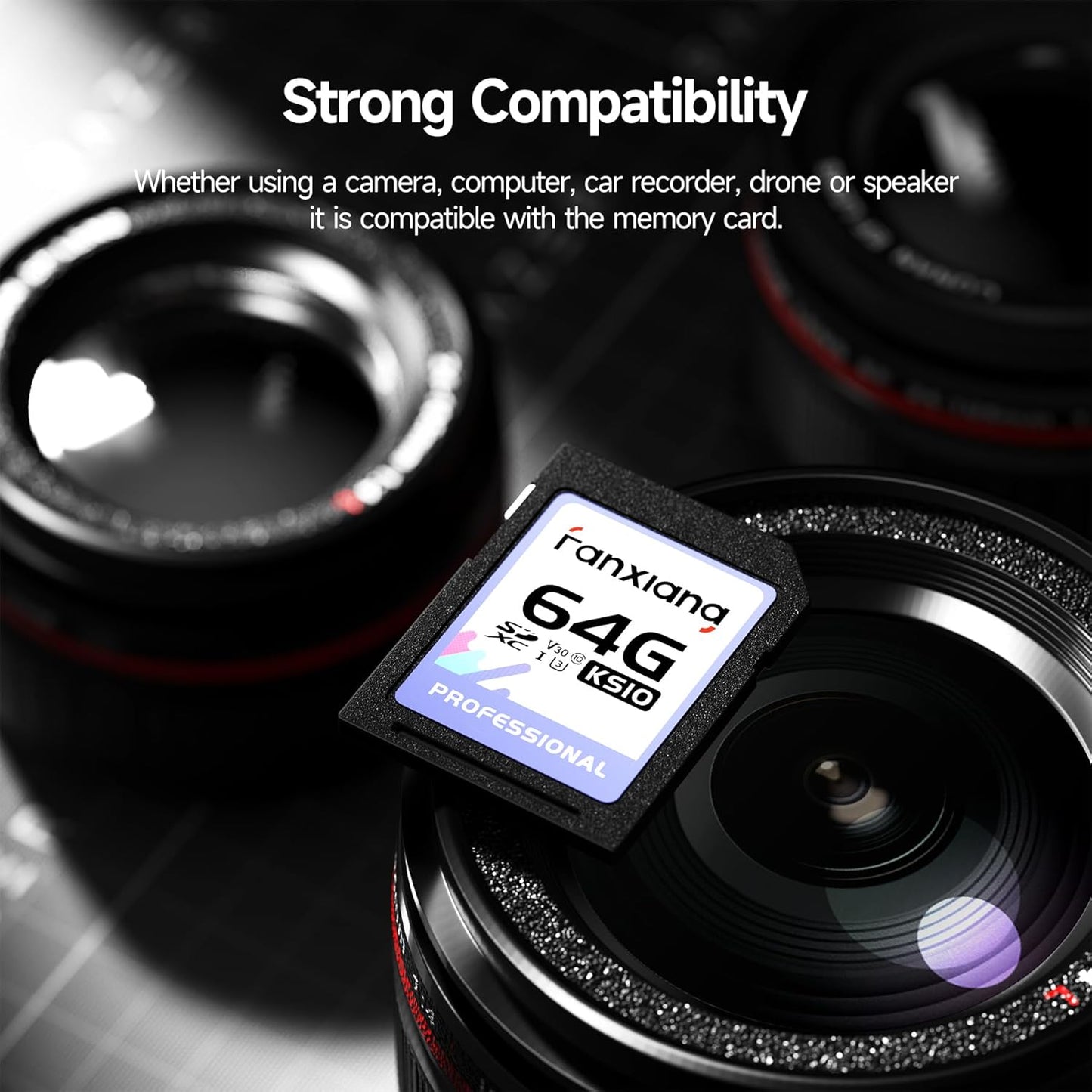 fanxiang 64GB C10, U3, V30, 4K 100/45 (2-Pack) SDXC Memory Card SD Card, UHS-I, Full-HD & Video, Up to MB/s Read/Write