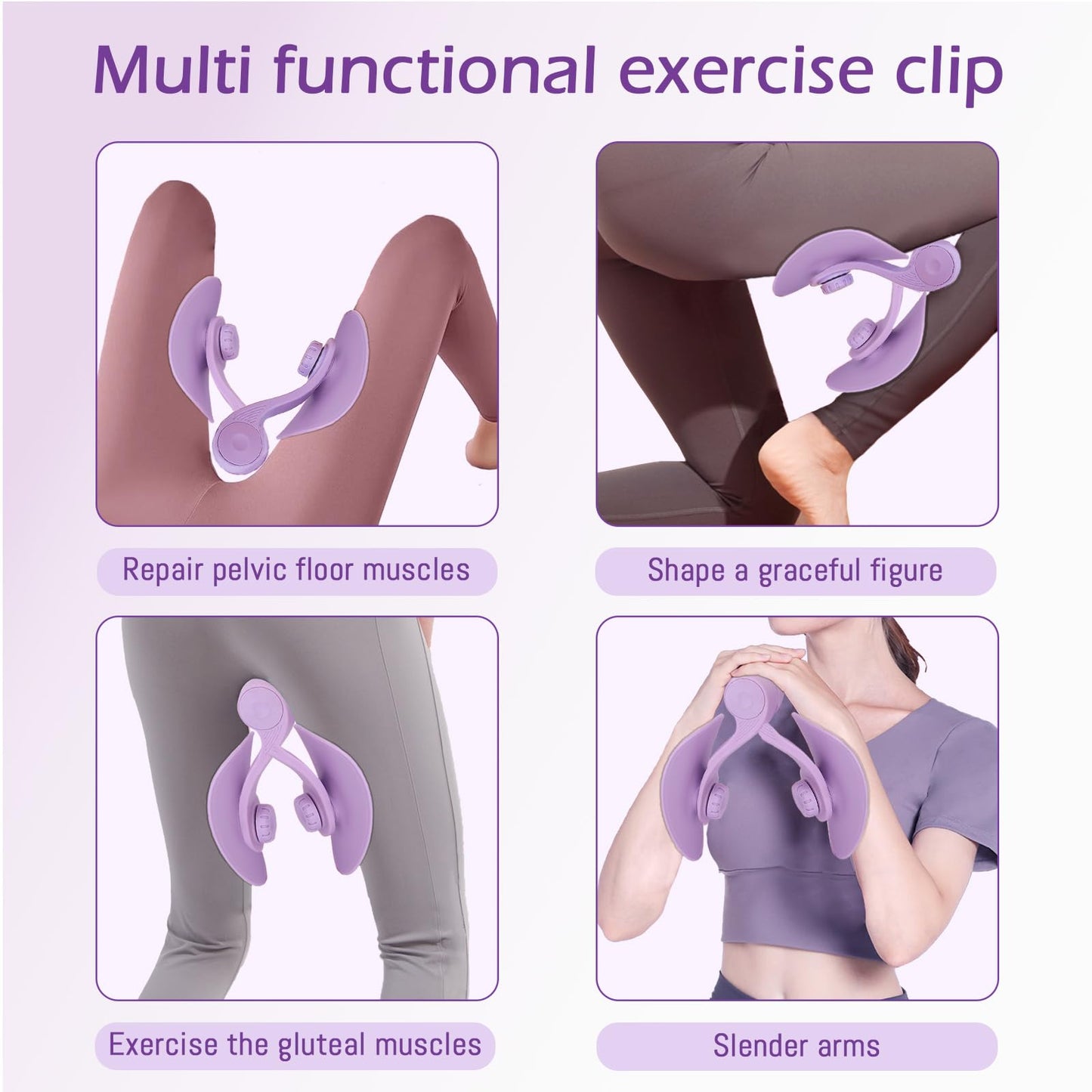 Thigh Master Pelvic Floor Exercise Devices and Inner Thigh Trainer for Women - Kegel Exercise Equipment for Home Use (Violet)