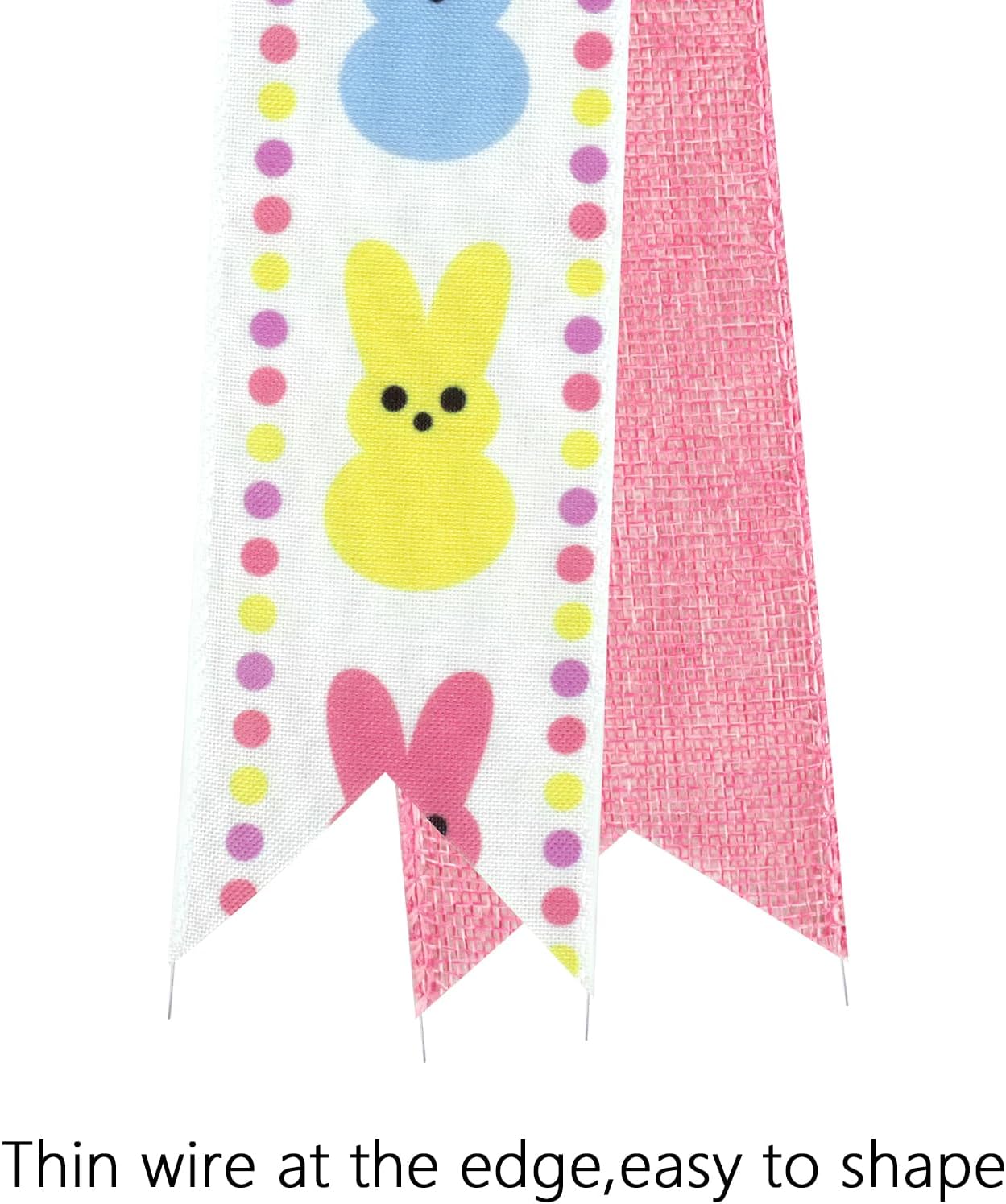 Yuubin Easter Bows - 2 Pcs Large 12x20 Inch Spring Decor with Bunny for Wreaths & Baskets