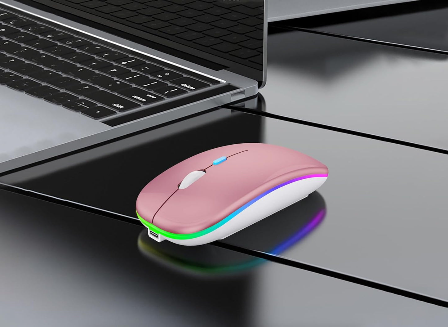 WREANU Use(BT5.2 2.4G Wireless Bluetooth Mouse Rechargeable Laptop Mice with LED Lights Silent Slim & Portable USB)