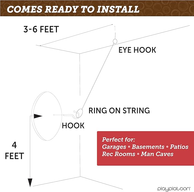 Play Platoon Hook and Ring Toss Bar Game for Adults - Wood Toss Ring Game for Adults - Perfect Home, Basements, & Bar Gifts