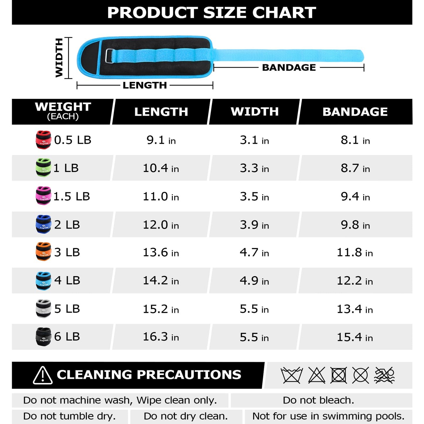 Ankle Weights for Women, Men and Kids - 4 LBS x 2 Strength Training Wrist/Leg/Arm Weight with Adjustable Strap for Jogging, Gymnastics, Aerobics, Physical Therapy (Sky Blue)