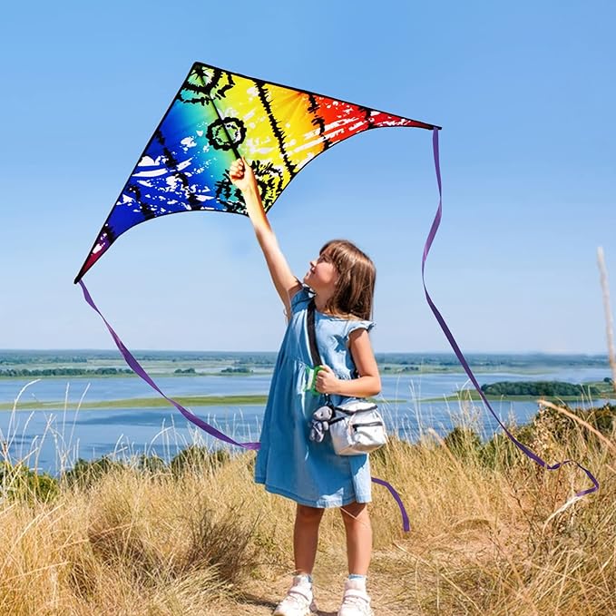 HONBO Delta Kite for Kids Easy to Fly,Large Kite for Adults, Colorful Kite for Children Ages 4-10