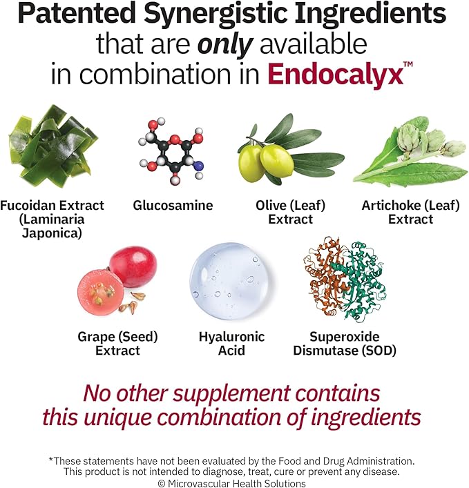 Endocalyx Supplement - Endothelial Glycocalyx Support 60 Capsules - Vascular & Microcirculation Health - Clinically-Studied - Patented - Supports Nitric Oxide Functions