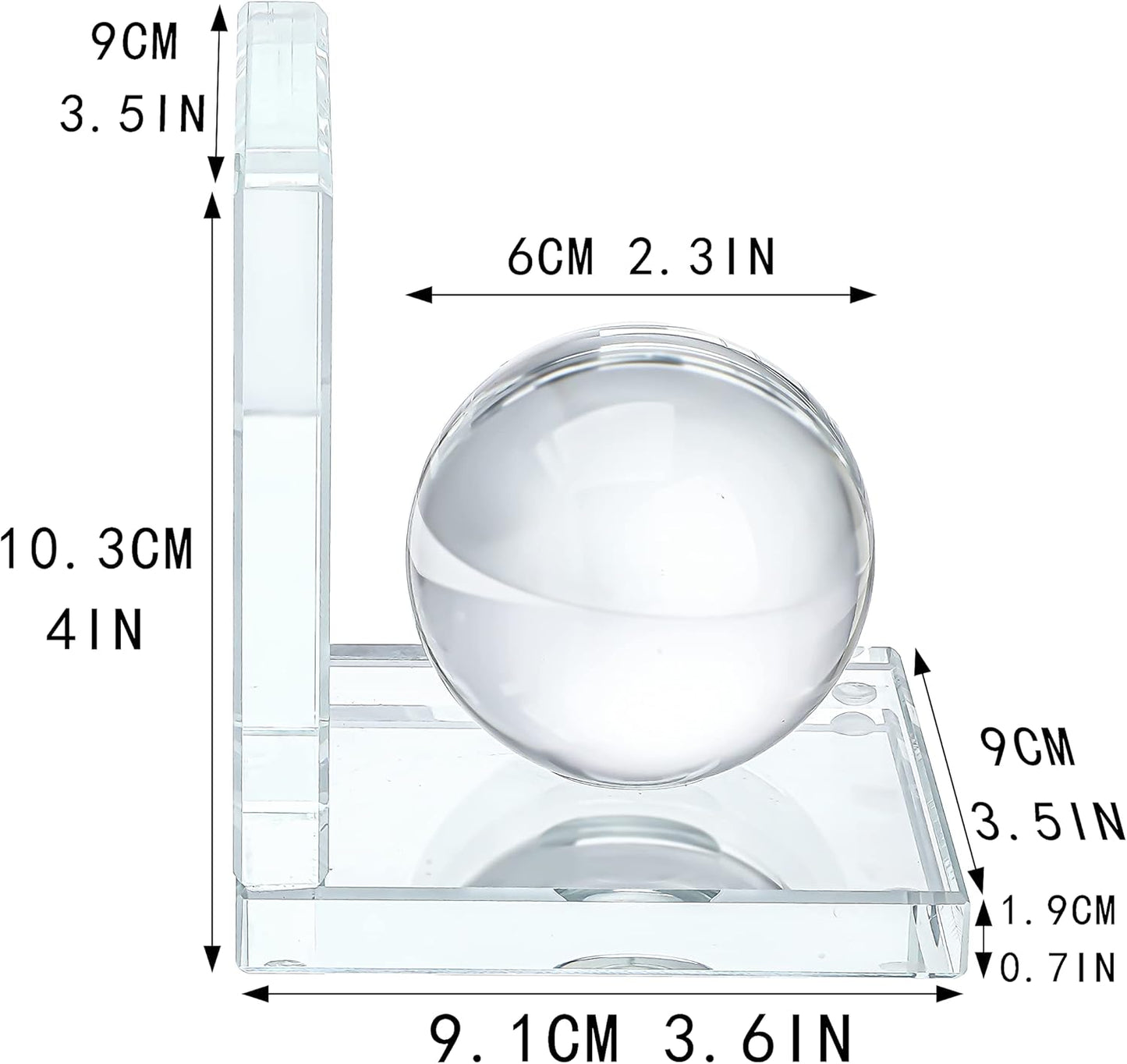 Skiennix Crystal Bookends - L-Shape Non-Skid Heavy-Duty Book Holders | 4-Inch Clear Decorative Ornaments