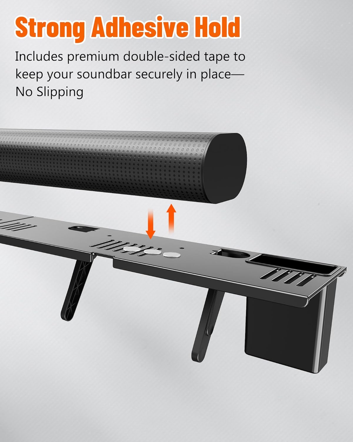 CUISIBOT 15 lbs, (33.8") Soundbar Mount, No Drilling Steel TV Top Shelf with Storage Boxes, Sound bar Mount up
