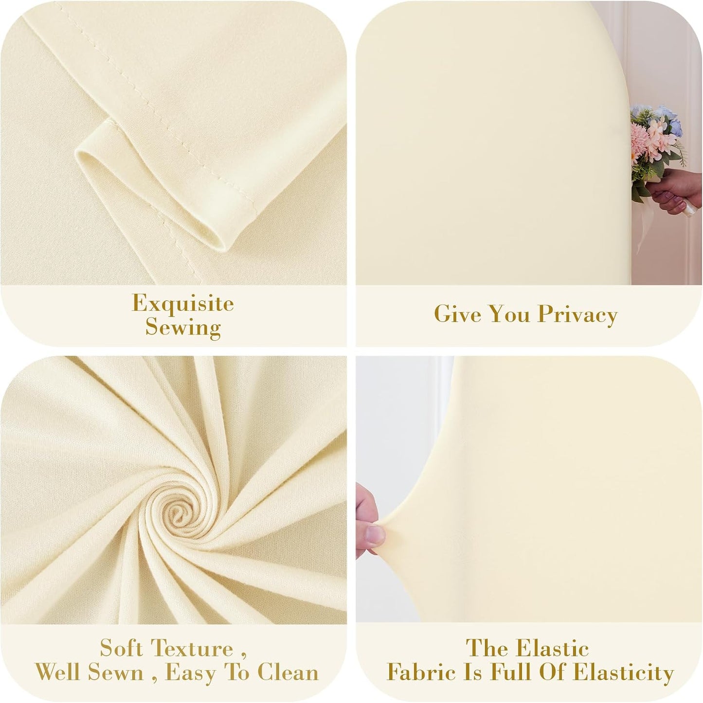 Suppromo 6ft Beige Arch Cover with Lights Beige Spandex Wedding Arch Backdrop Cover for Bridal Shower Birthday Party