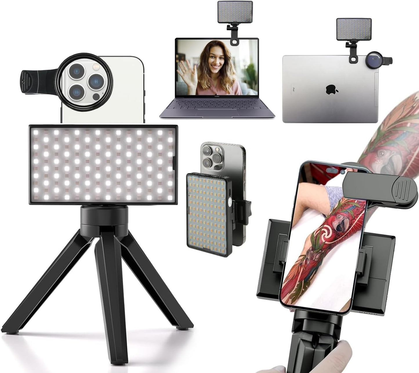 TAIDU 120 52mm LED Tattoo Light Kit, with Cpl, Tripod Light, Double Clamp, Tattoo Equipment and Supplies, foriktok
