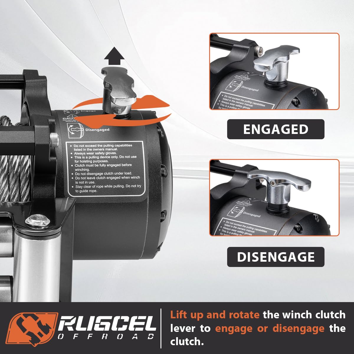 RUGCEL 12000lb Waterproof Electric Winch – 12V Steel Rope (85ft) with Roller Fairlead, IP67 Rated, 2 Infrared Remotes + Wired Handle, for Truck & Wrangler