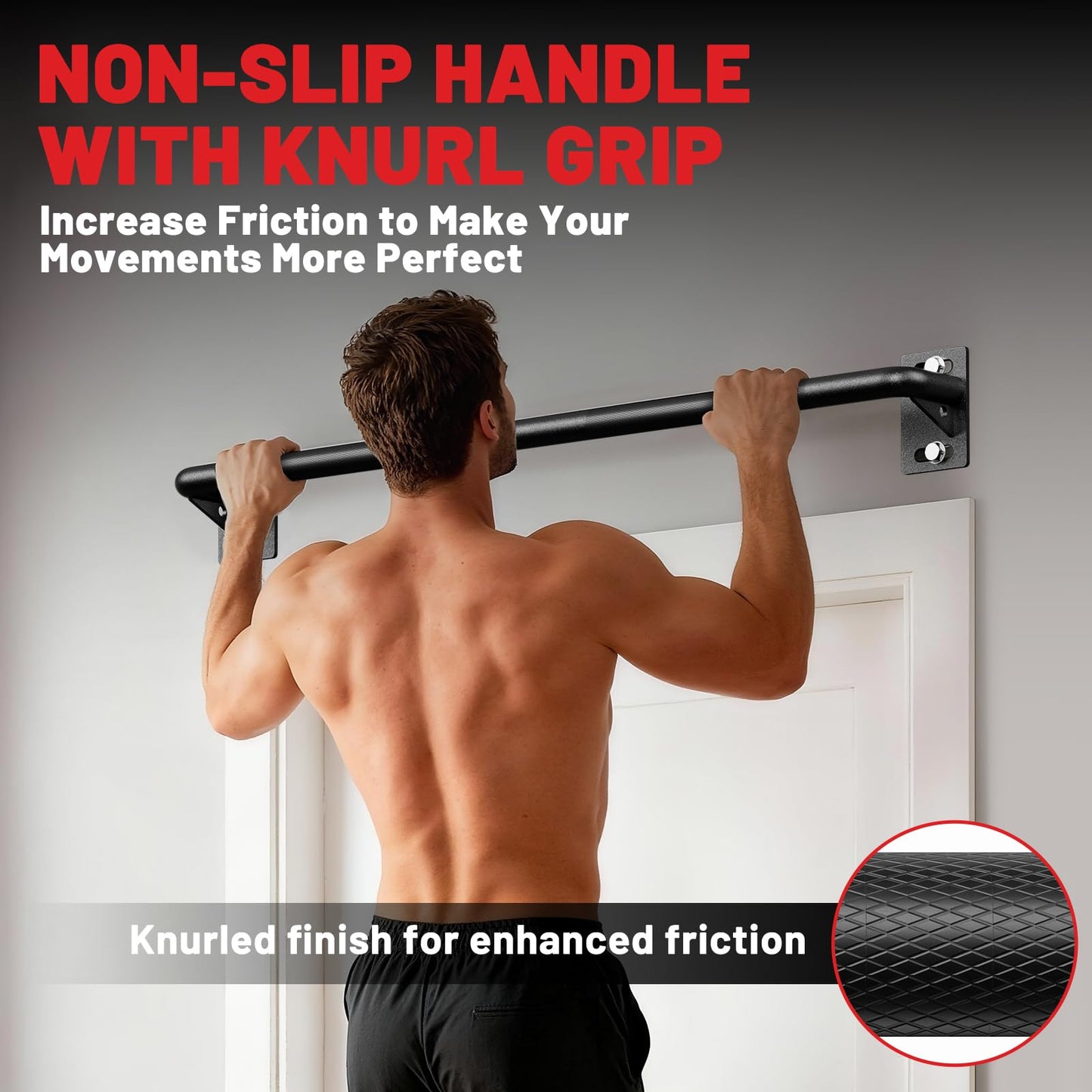 PAPABABE Wall Mounted Pull Up Bar, Chin Up Bar, Strength Training Pull-Up Bars Chin Up Bars for Home Gym, 500LBS Weight Capacity (Black 36 inch)