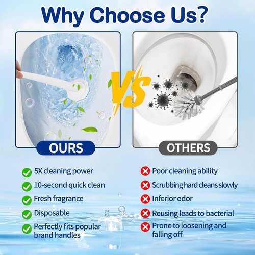Clorox Toilet Wand Refills - 50 Count 3-Layer Thickened Brush for 5X Cleaning Power | Fresh Fragrance, 360° Efficiency
