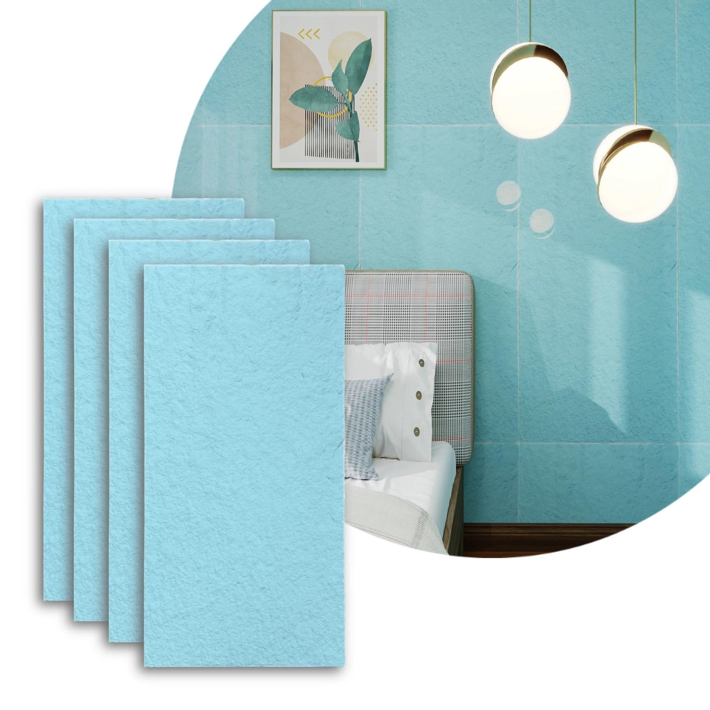 Stone 3D Wall Panels,4-Pack PU Wall Panels, 23.6"*47.2" Wall Paneling for Interior Wall Decor, Faux Stone Wall Panel for Accent Wall Decor, Sophisticated & Stylish 3D Wall Decor (Sky Blue)