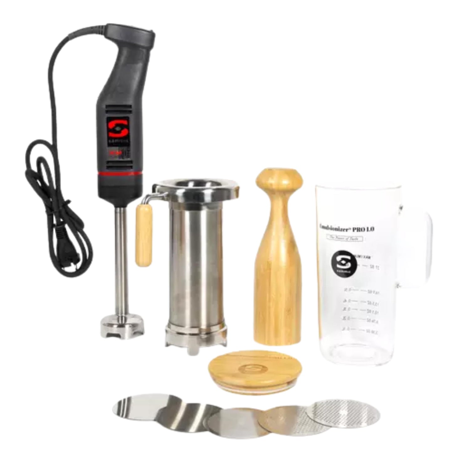 Sammic XM-12 Hand Blender + Emulsionizer PRO 1.0 Bundle Pack, Professional 240W Immersion Blender with Variable Speed, 5 Interchangeable Discs, Borosilicate Jar & Enhanced Emulsion System (3030733)