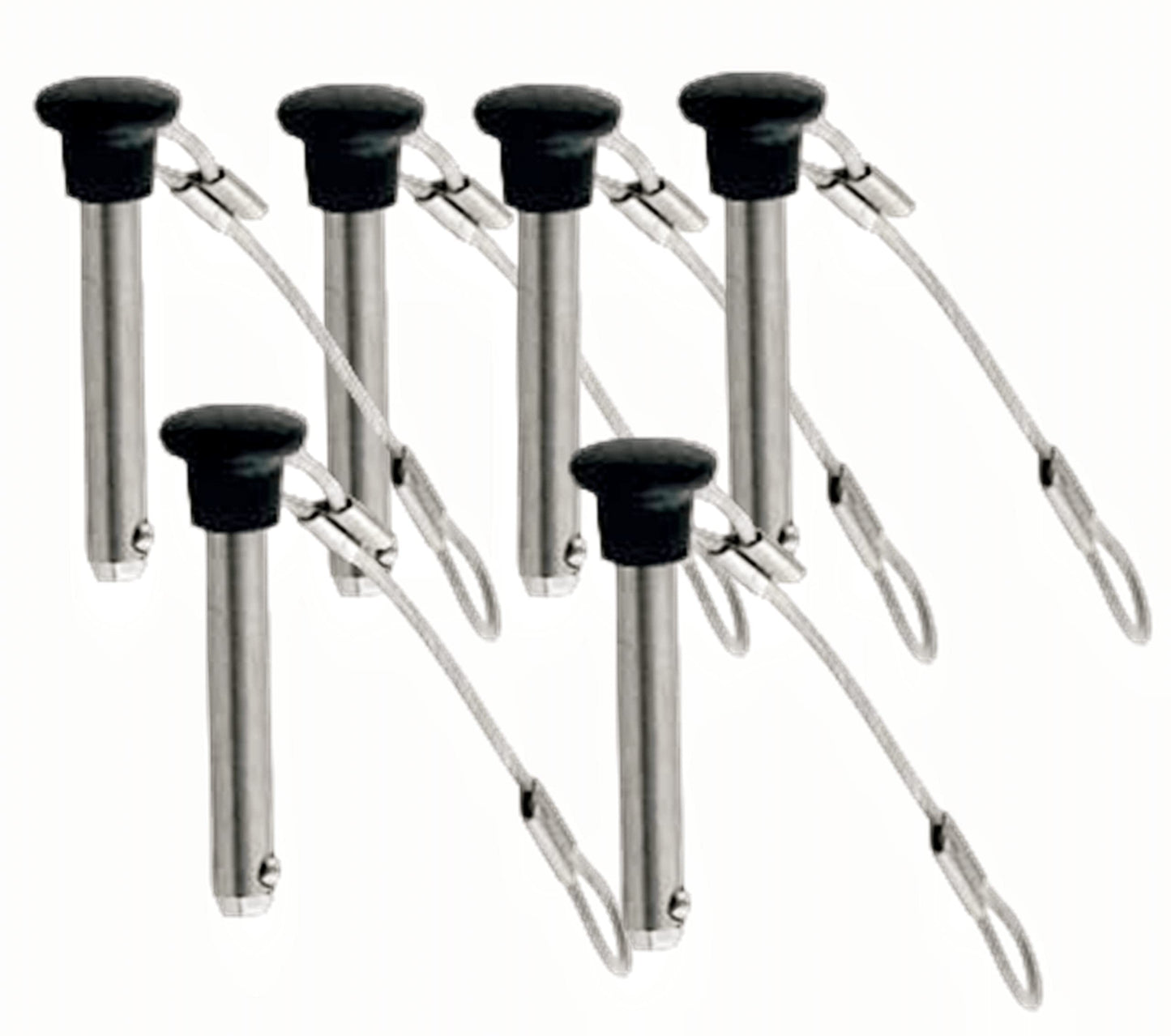 4Pcs Diameter 3/16" Stainless Steel Black Nylon Head Pin With Lanyard - Marine Bimini Top Pull Pins for Swivel Ball Deck Hinge Quick Release (4)