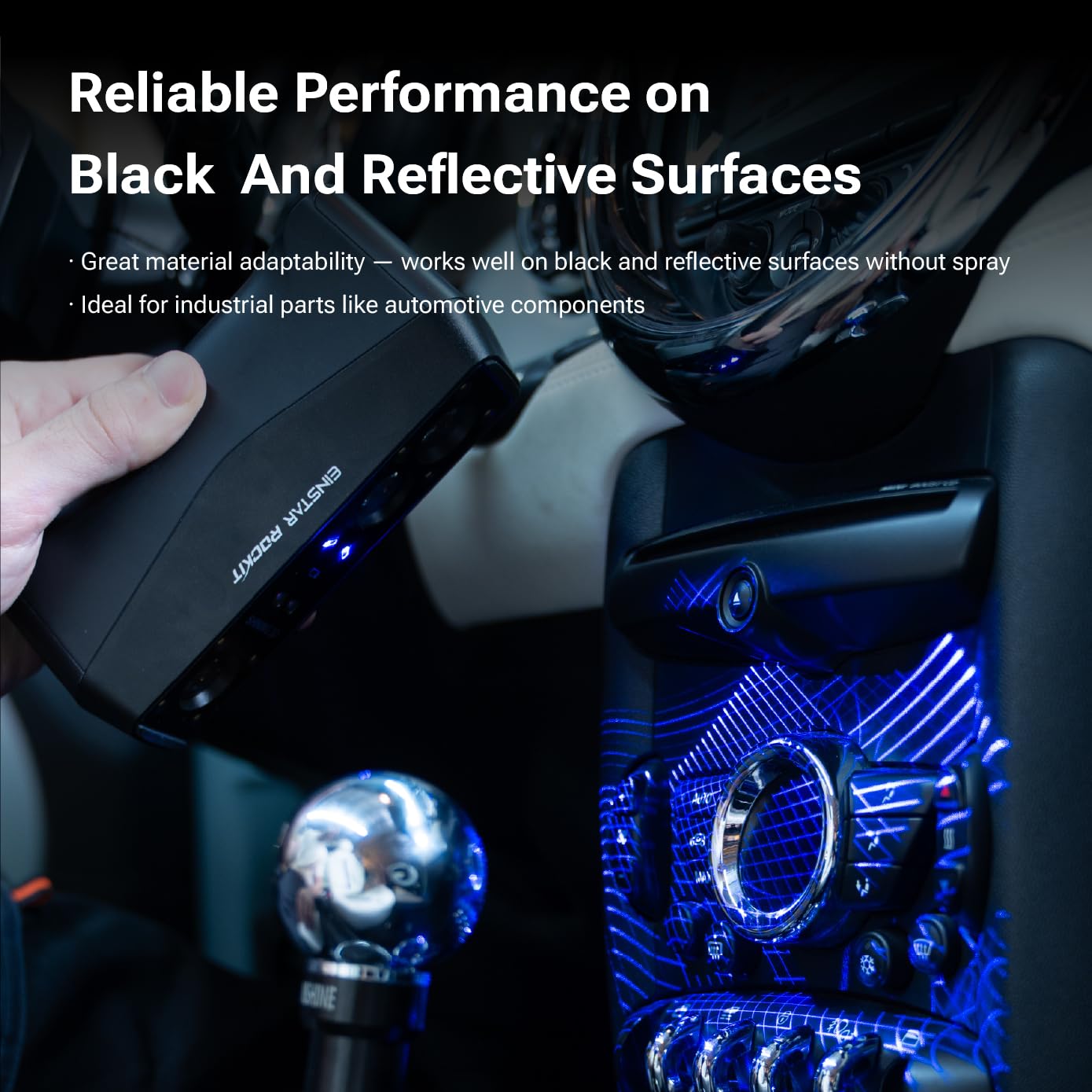 EINSTAR Rockit Wireless Laser 3D Scanner, 19+19 Crossed Lines Blue Laser, 7 Parallel Lines Blue Laser, Support Marker-Free Laser 3D scanning and VCSEL Infrared Light