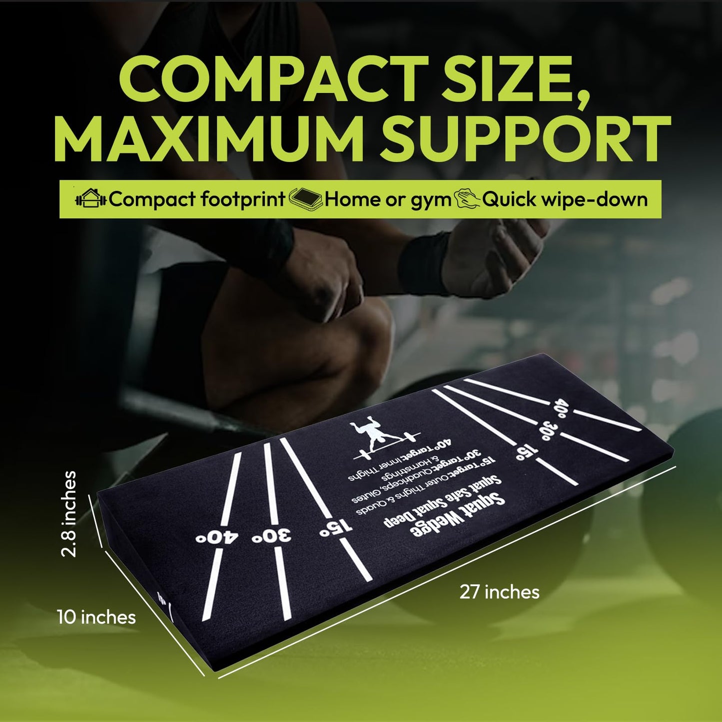 Squat Wedge Block – Non-Slip EVA Material Slant Board with 15°/30°/40° Angle Markings, 15° Heel-Elevated Incline Squat Wedge for Deep Squats & Calf Stretches (Gym, Home, Therapy & Yoga)
