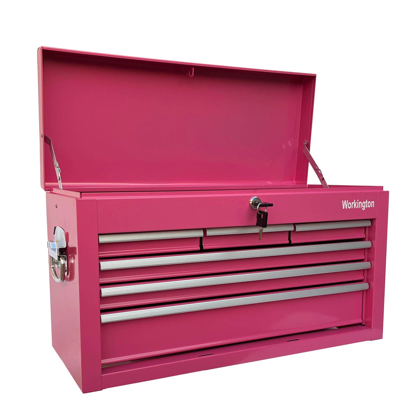 Workington Portable Metal Tool Chest with 6 Drawers, 24" 6-Drawer Tool Chest Cabinet with Ball Bearing Drawer Slides, Steel Tool Storage Box Organizer 4005 Pink