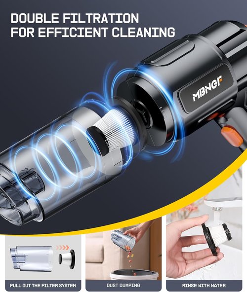 MBNGF Portable Cordless Car Vacuum - 35000PA High Power Suction & Blower | Midnight Black Handheld Cleaner