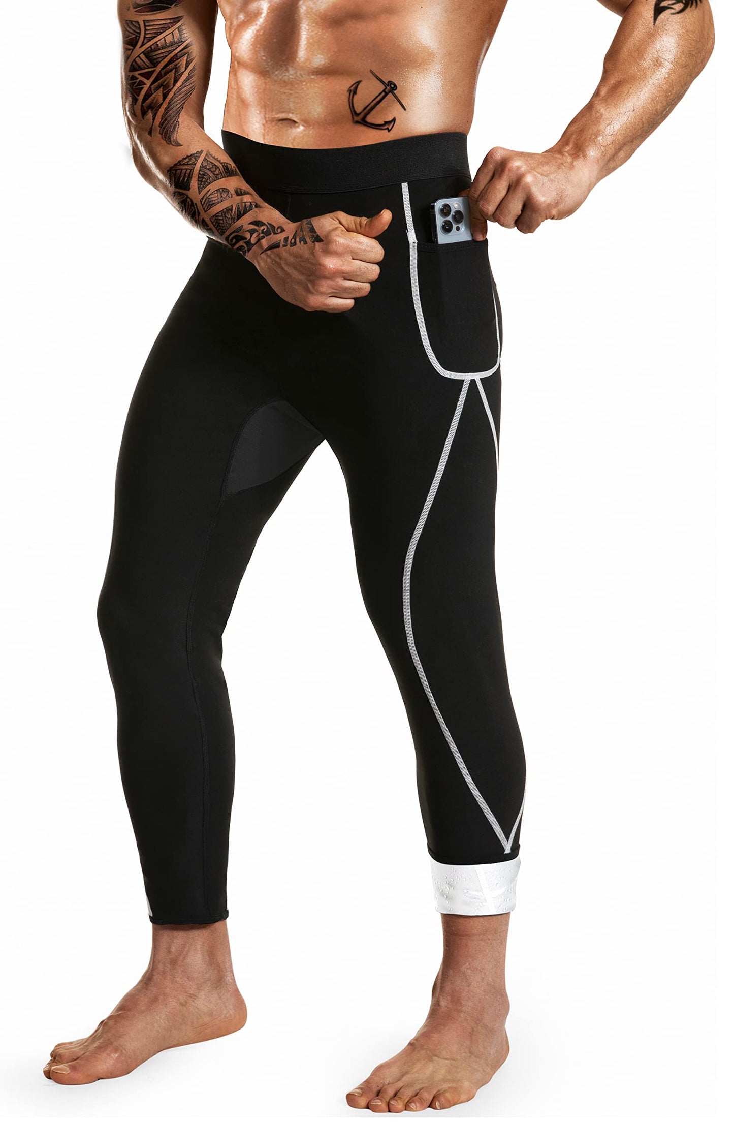 DYUAI Sauna Sweat Pants for Men Compression Pants Athletic Leggings Workout Sauna suit(WBH7201-07-XL)